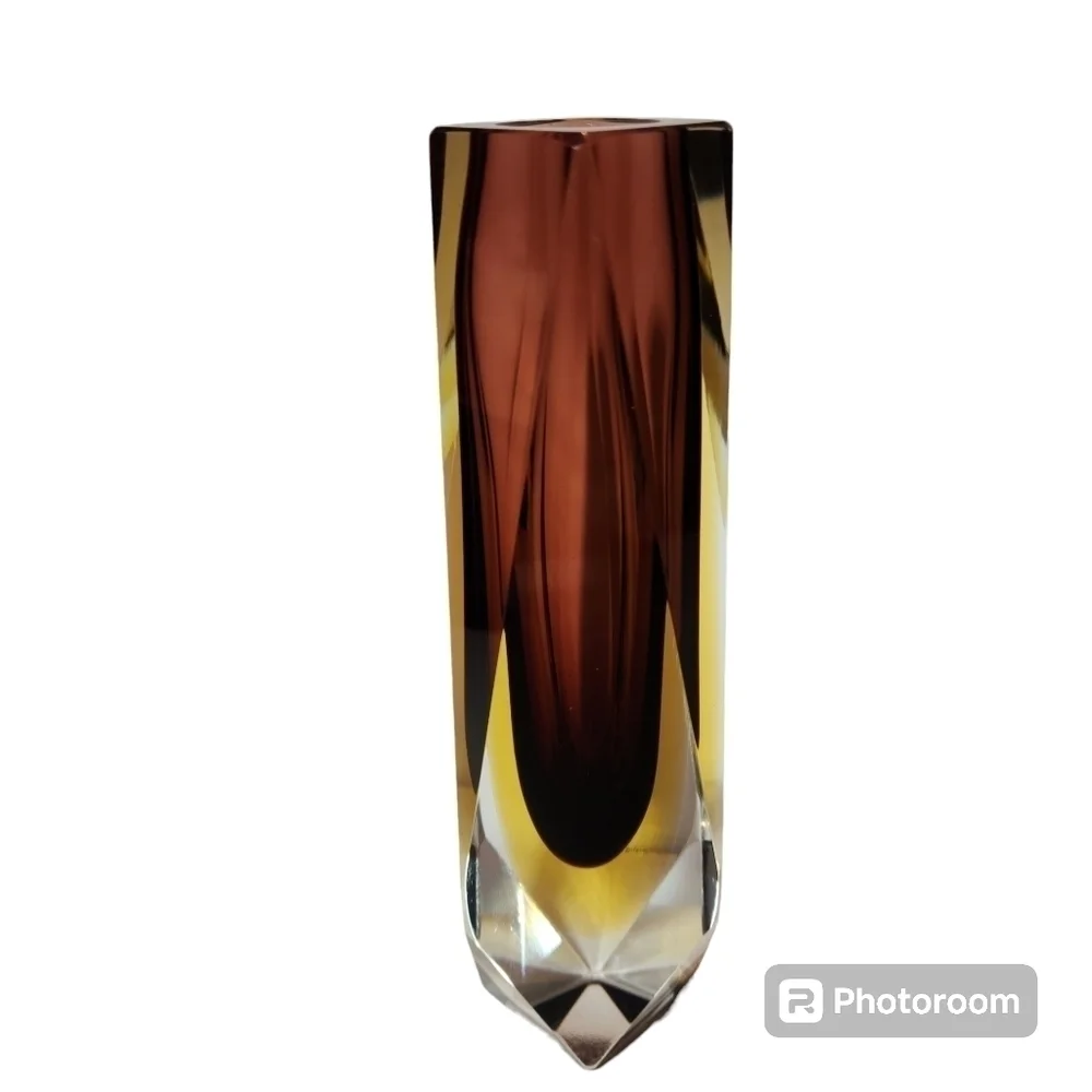 Murano Mandruzzato Sommerso Vase Multi Faceted 8
